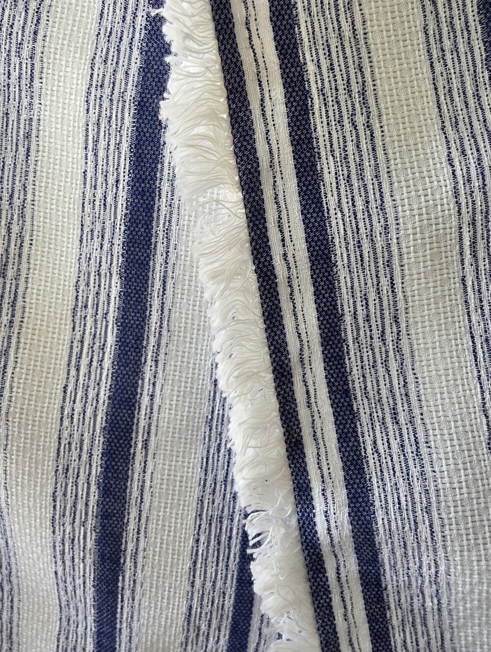 Moon River Blue and White Striped Asymmetrical Skirt w/Fringe Size Small - Picture 6 of 9